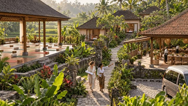 How to host a retreat in Bali with a host planning at a retreat venue